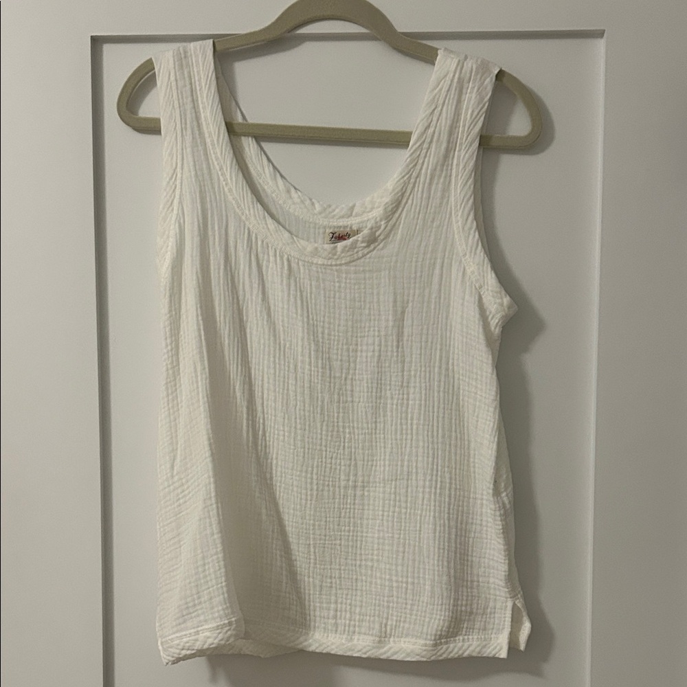 Faherty White Textured Tank Top